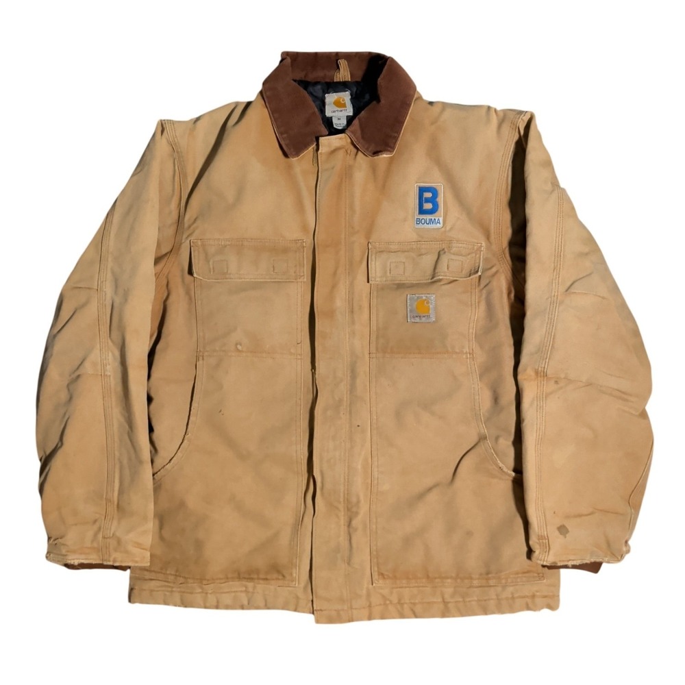 Carhartt C003-BRN Duck Canvas Quilted Lined Full Zip Jacket Mens Size Medium
